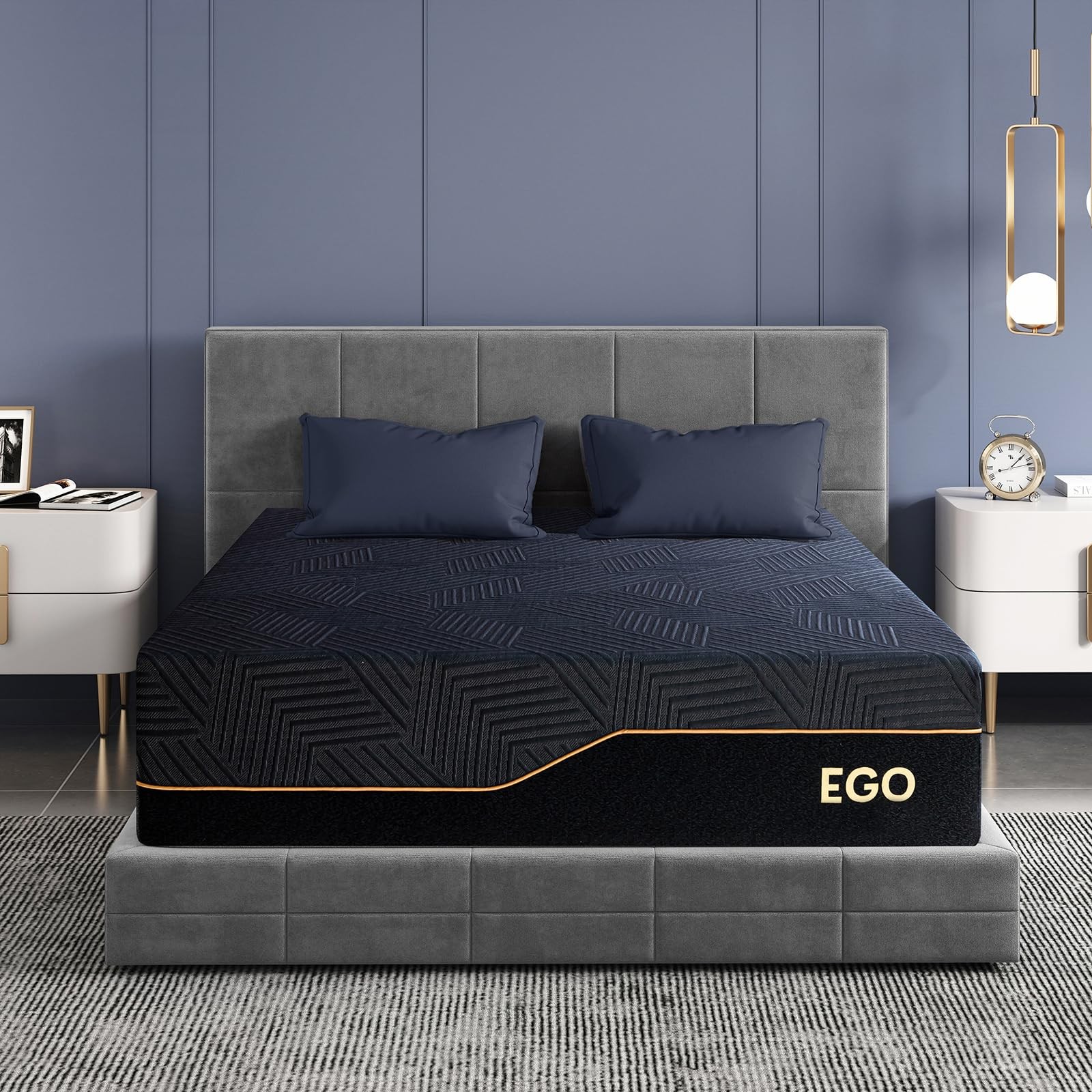 EGOHOME 14 Inch King Size Memory Foam Mattress (U.S. Standard), Black