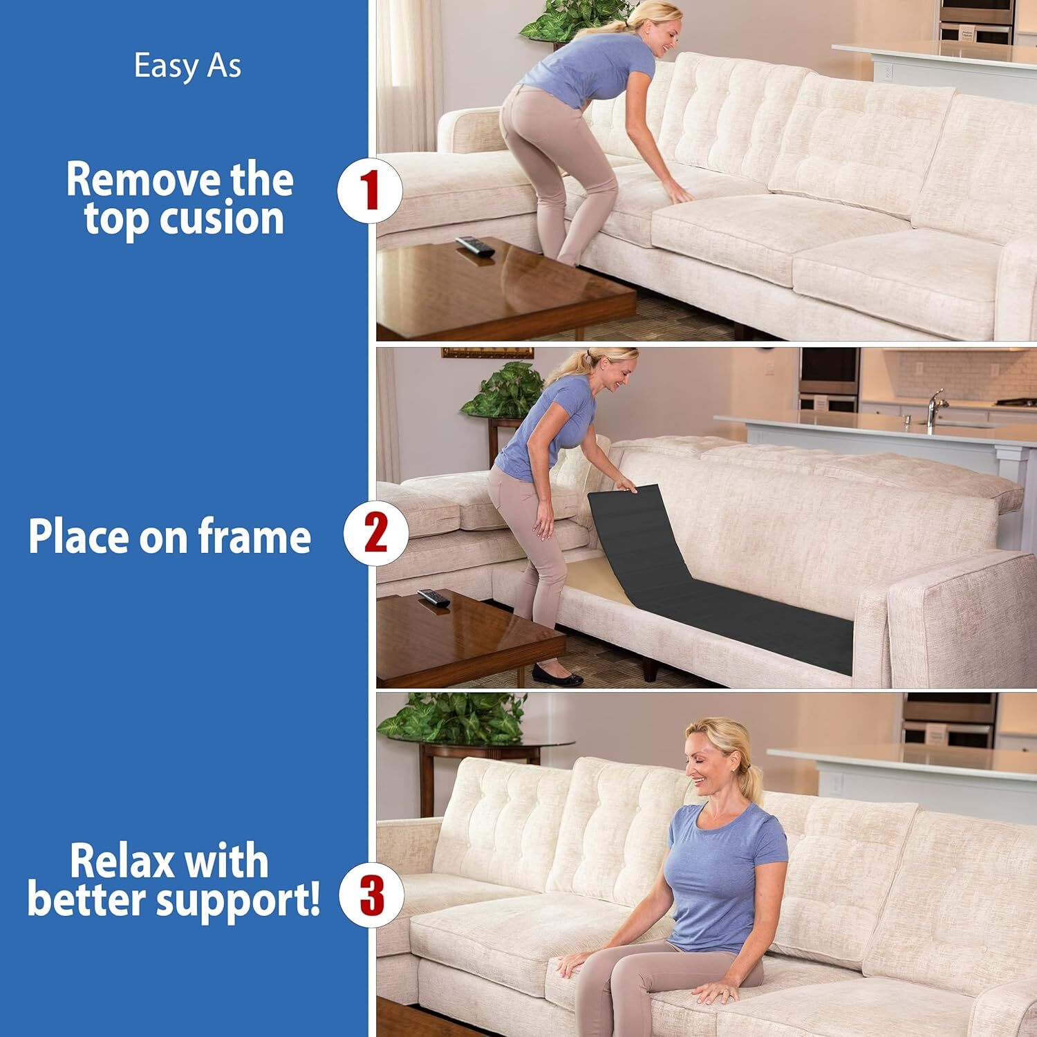 Furniture Fix Steel for Chair, Sofa, Loveseat, Sofa (66 x 17″), Black