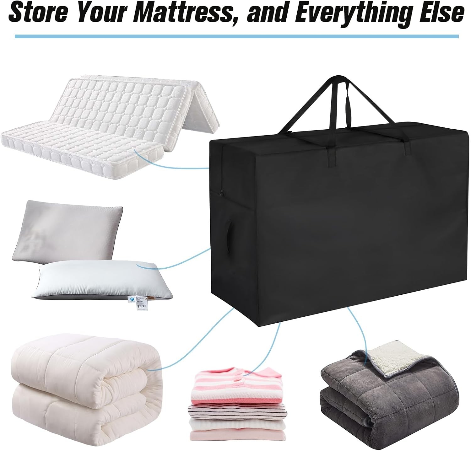 6 Inch Full Tri Folding Mattress Storage Bag, Trifold Memory Foam Mattress Case