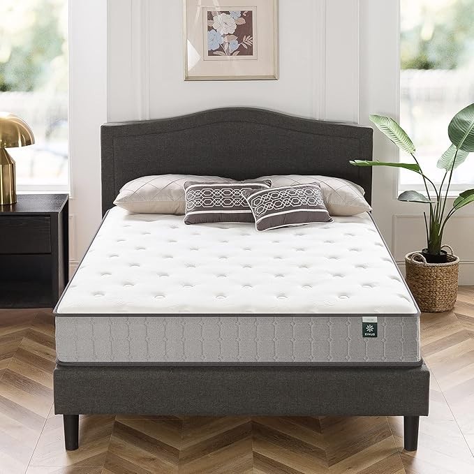 Zinus Cooling Gel Memory Foam Pocket Hybrid 10″ Mattress – White, Full Size