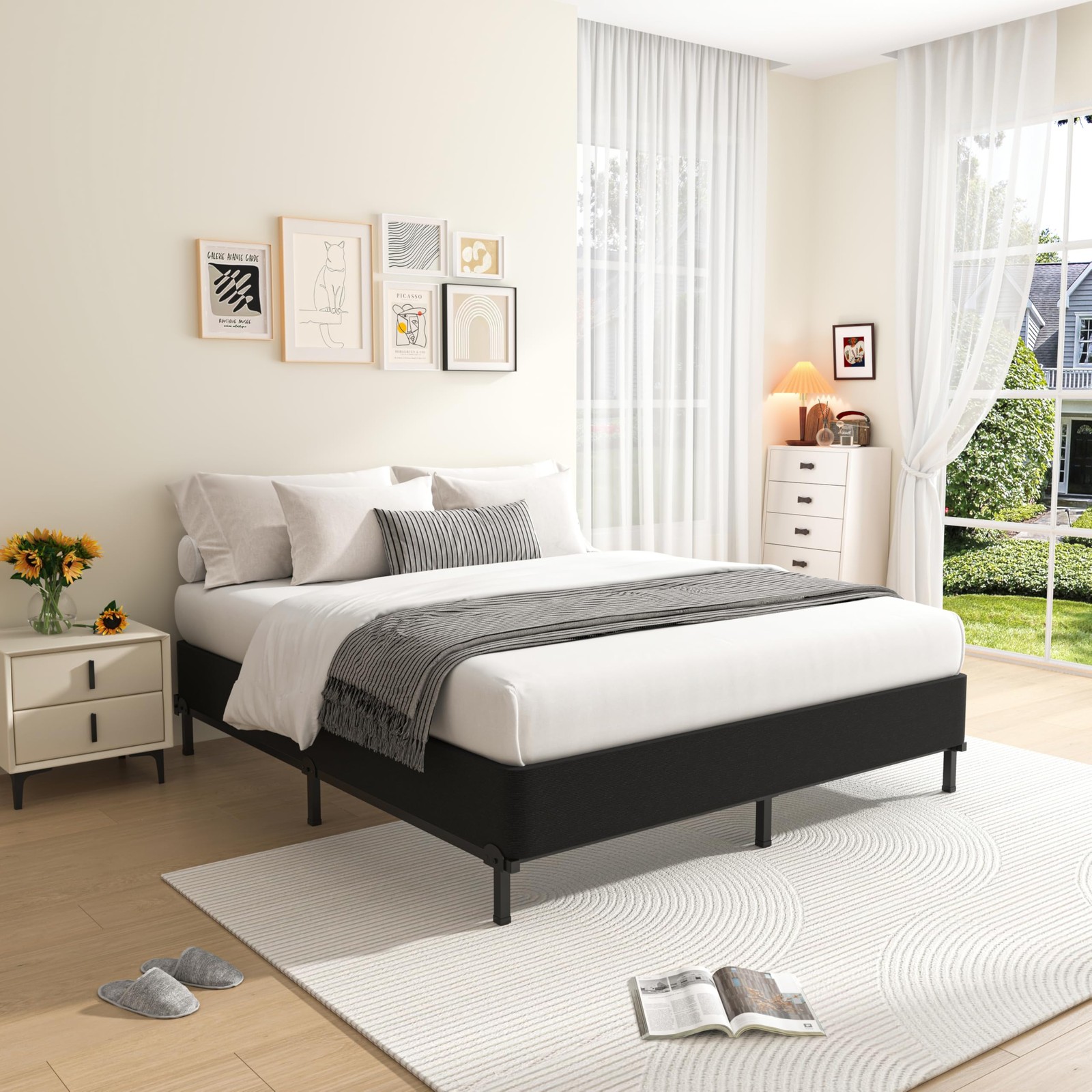 Queen Box Spring 10 Inch High Profile Box Spring for Queen Bed, Queen Size Bed B