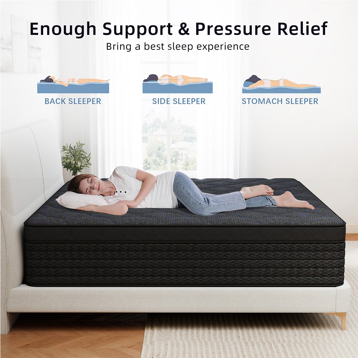 12″ 14″ Hybrid Mattress In A Box Gel Memory Foam Spring Twin Full Queen King