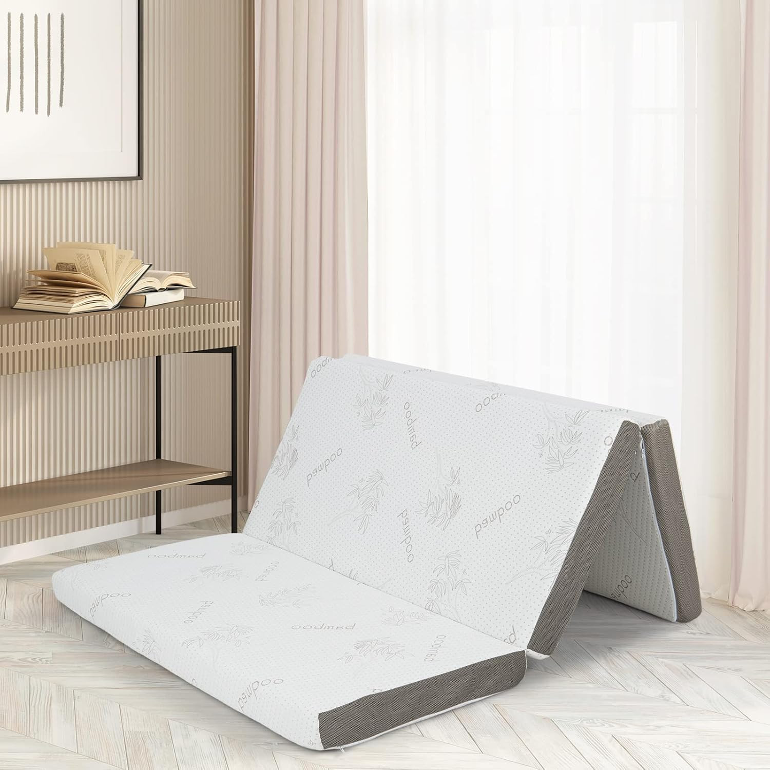 4″ Memory Foam Tri-Fold Mattress with Removable Cover & Storage Bag – Full Size