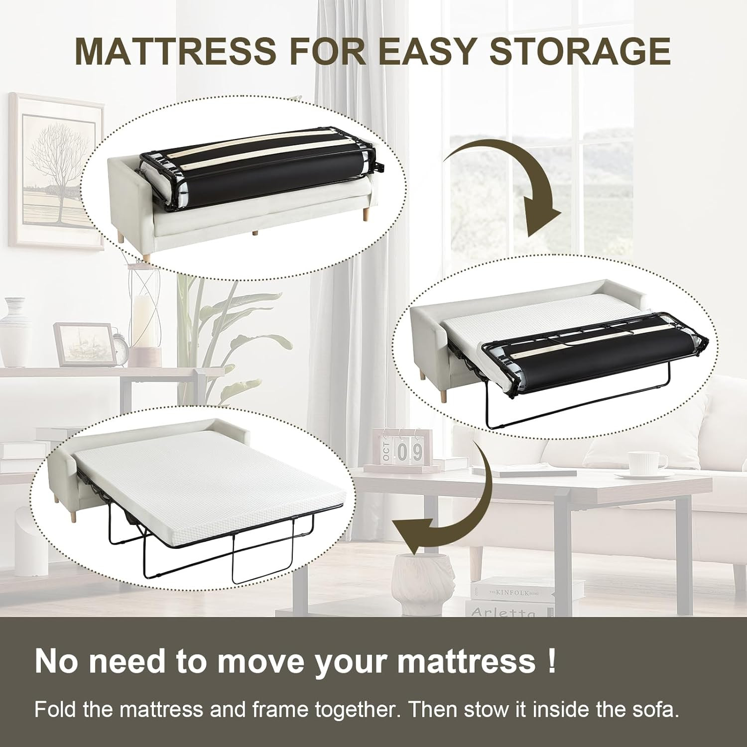 4″ Queen Sofa Mattress with Washable Cover for RVs, Daybeds & Guest Rooms