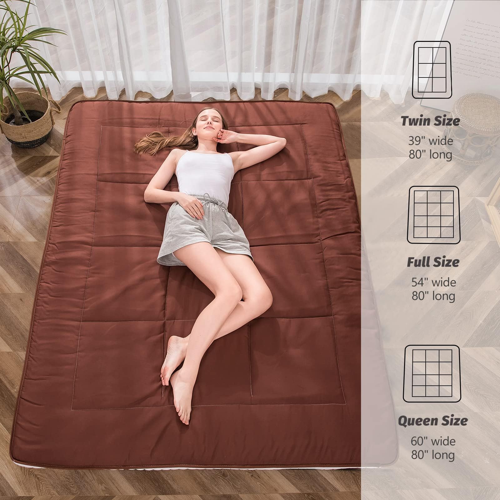 Futon Mattress, Japanese Floor Mattress Quilted Bed Mattress Topper, Extra Th…