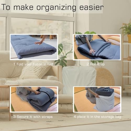 Foldable Japanese Floor Mattress 39″x80″ Tatami Futon Pad, 2.5″ Thick, Twin Size