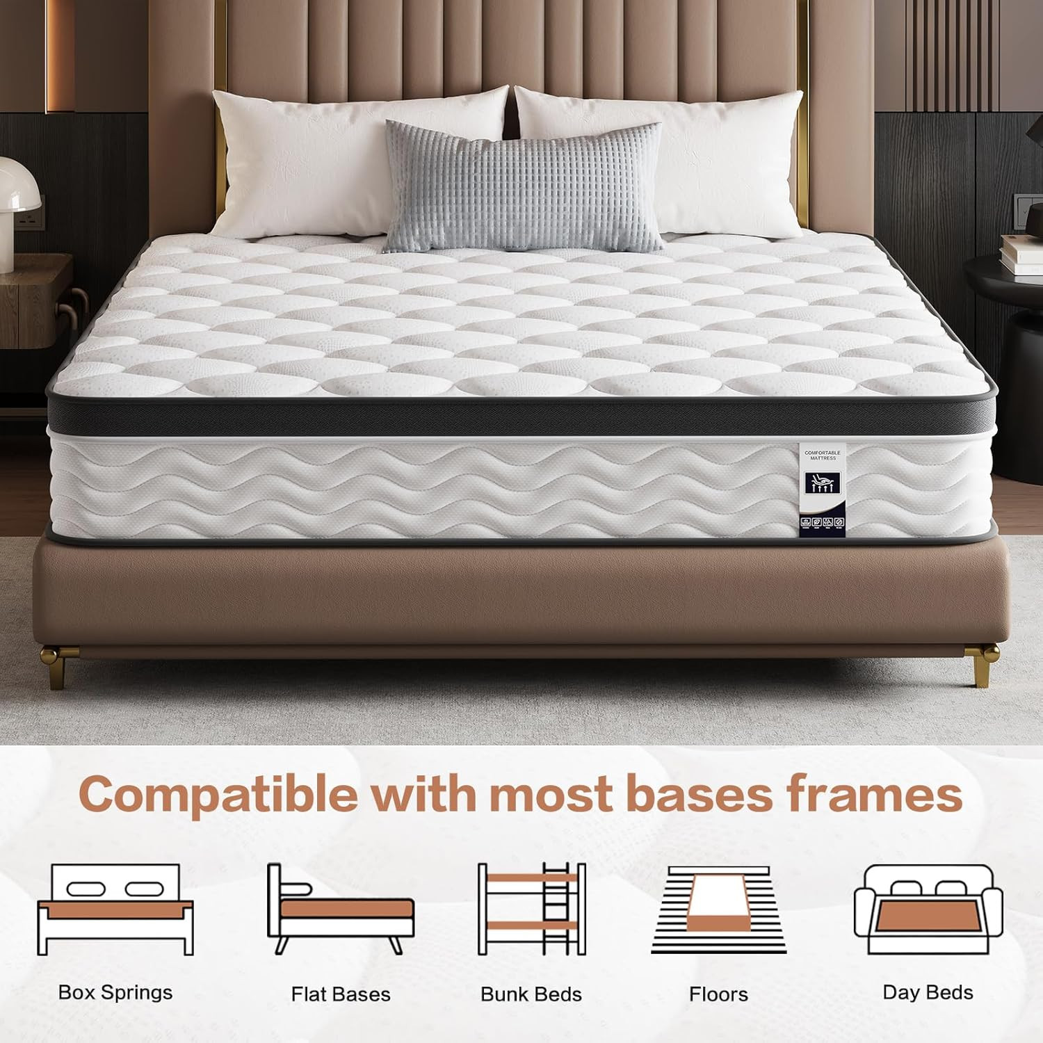 12″ Full Size Memory Foam Hybrid Mattress for Back Pain Relief & Comfort