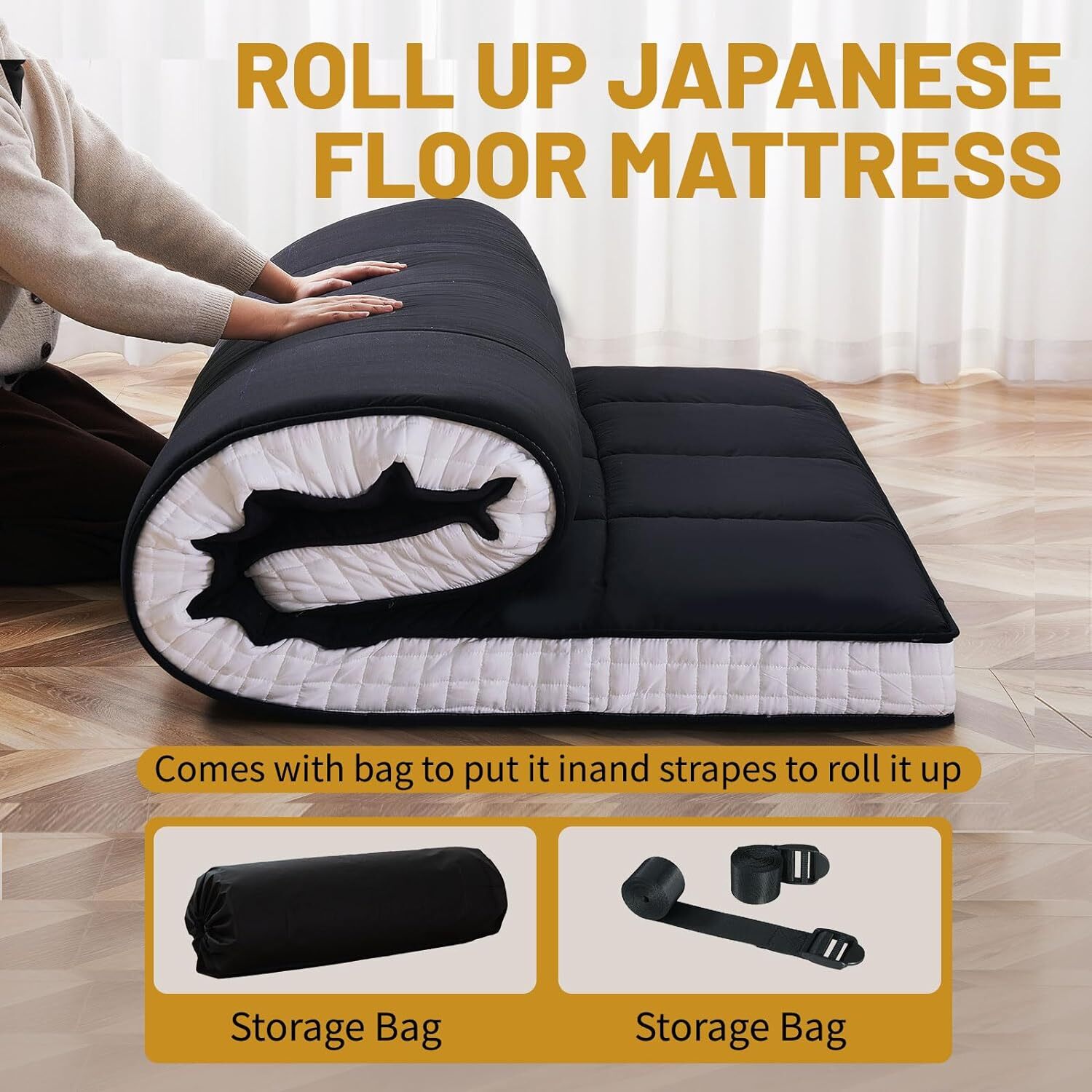NAIZEA 5 in Extra Thick Futon Floor Mattress, Japanese Folding Roll Up Mattress