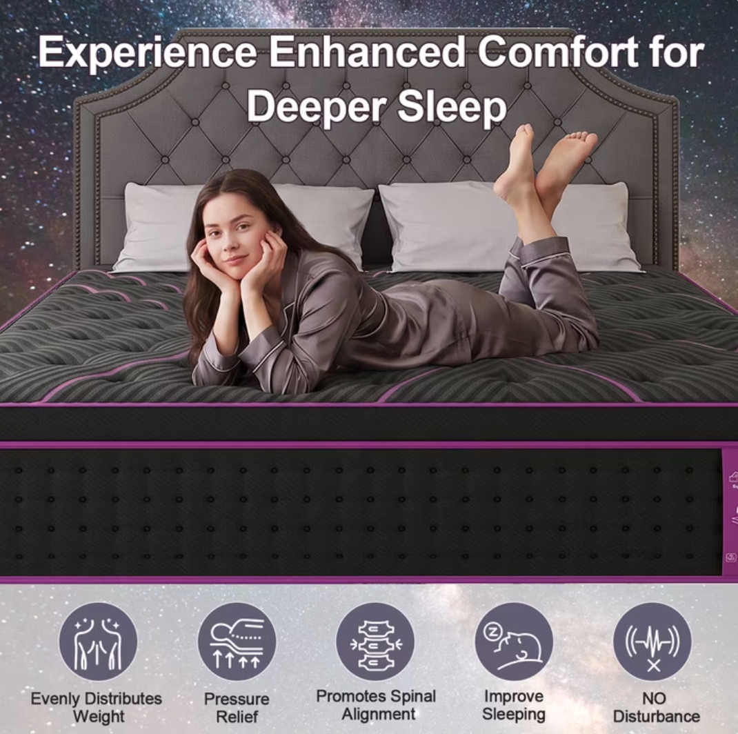 12″ Twin Hybrid Gel Foam Mattress Pocket Spring Medium Firm Box Colchón Twin