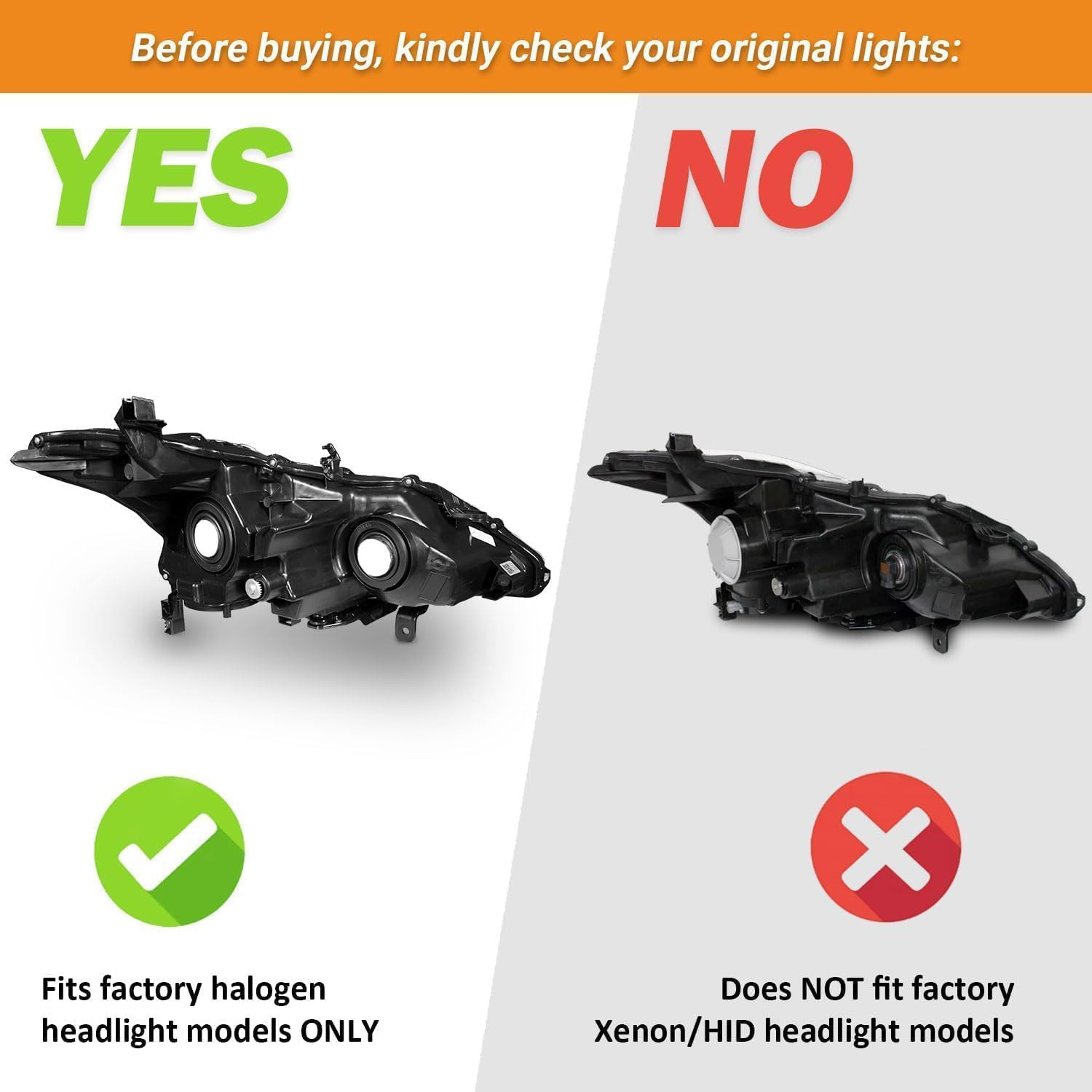 Headlights W/Bulbs for 2013 2014 2015 Nissan Altima 4-Door Sedan Headlamp Replac