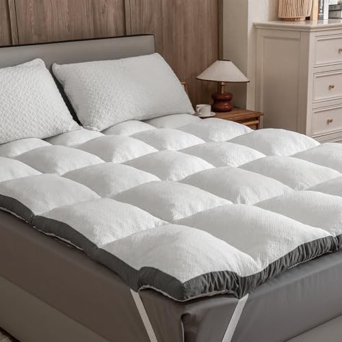 Shredded Memory Foam Bed Topper, 2000GSM Plush Pillow Top Queen-2000GSM White