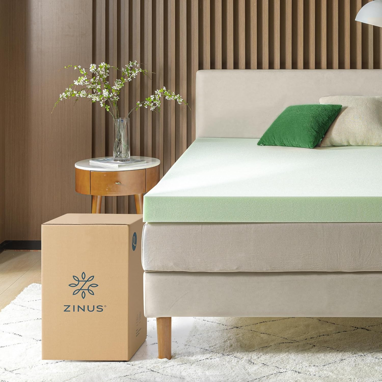 Green Tea Memory Foam Mattress Topper – 4 Inch, Full Size, CertiPUR-US
