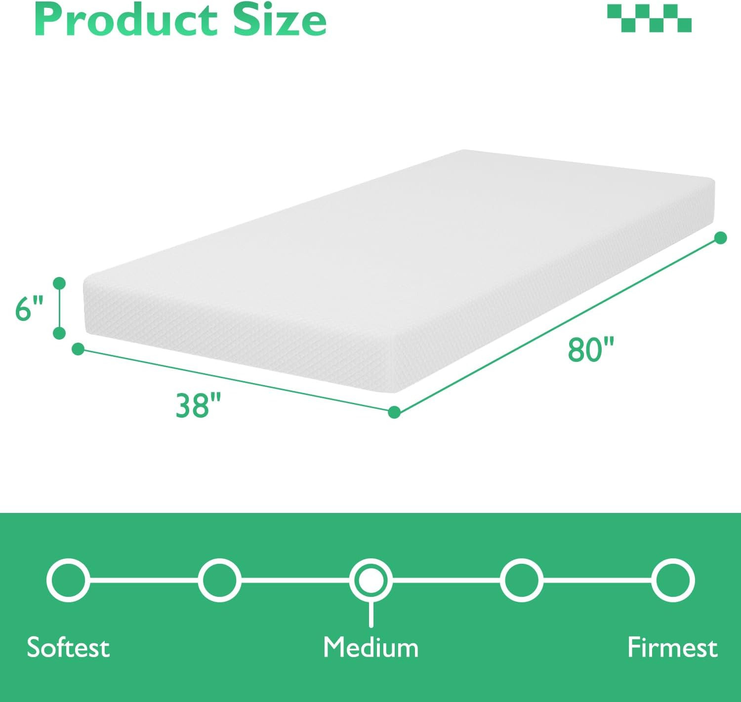 | 6 Inch Twin XL Mattress | Medium Firm | Gel Memory Foam Mattress | White | Bed