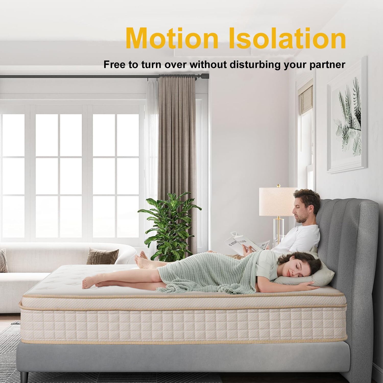 MRH 12 Inch, Pocketed Coil, Box Mattress, Hybrid Mattress, Innerspring Mattress,