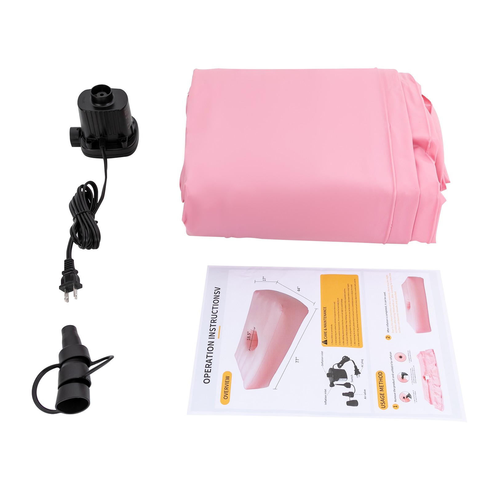 PVC BBL Bed with Hole, Inflatable BBL Bed After Surgery Recovery Mattress Pink