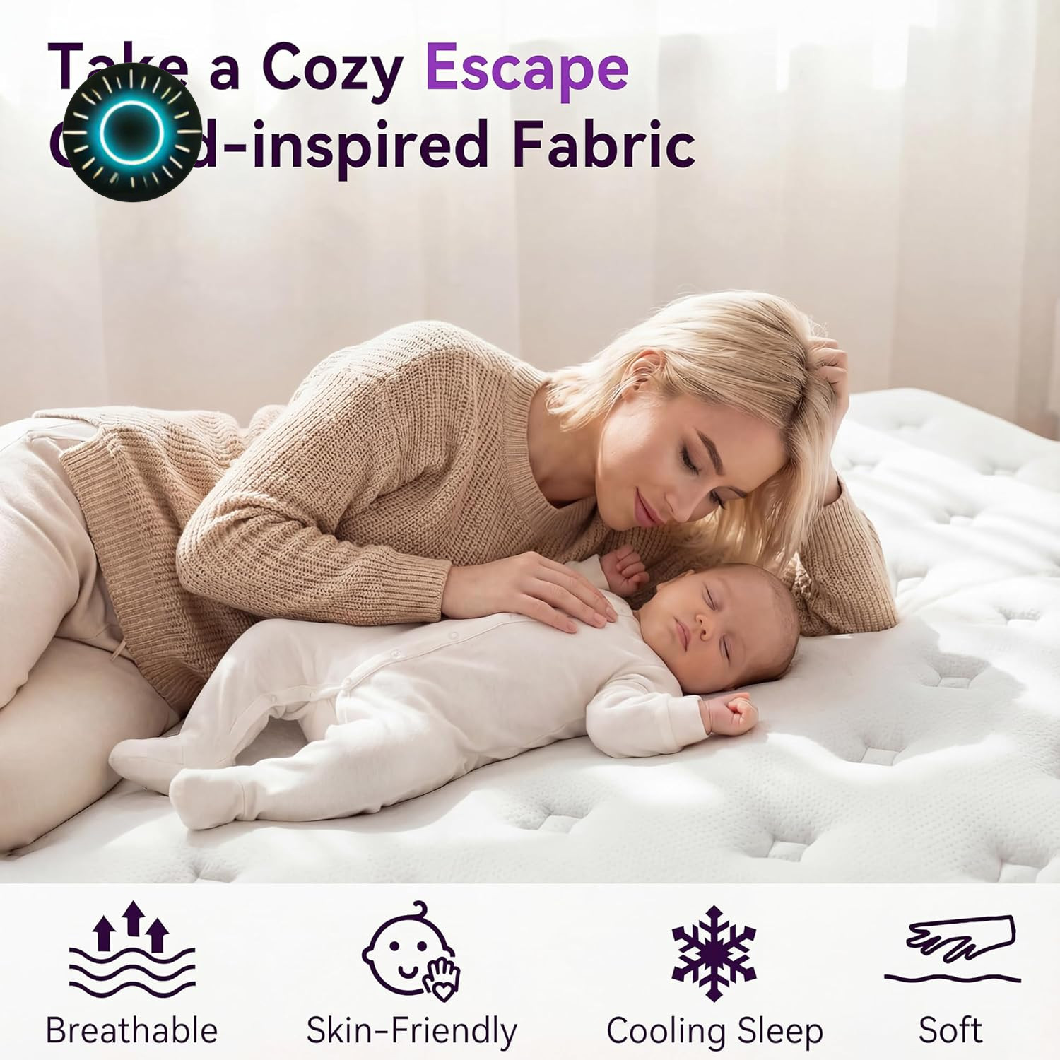12″ Purple Hybrid Queen Mattress – Gel Memory Foam & Pocket Springs for Comfort