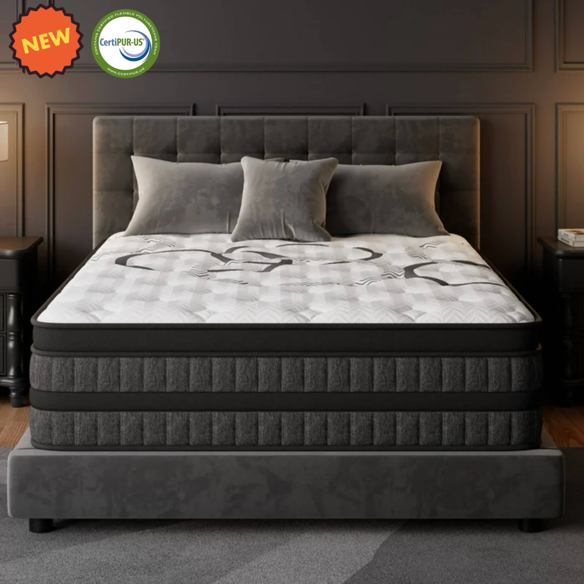 12″ Colchon KING Gel Memory Foam Hibrido Cama King Mattress Medium Firm Hybrid