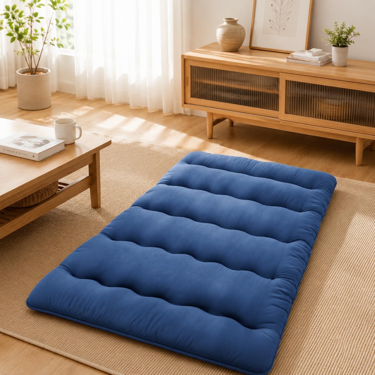 Futon Floor Mattress Twin Size – 3-Inch High Density Thick Collapsible Tatami