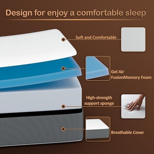 5-Inch Tri-Folding Gel Memory Foam Floor Mattress | Portable, Soft Cot Pad, Wash