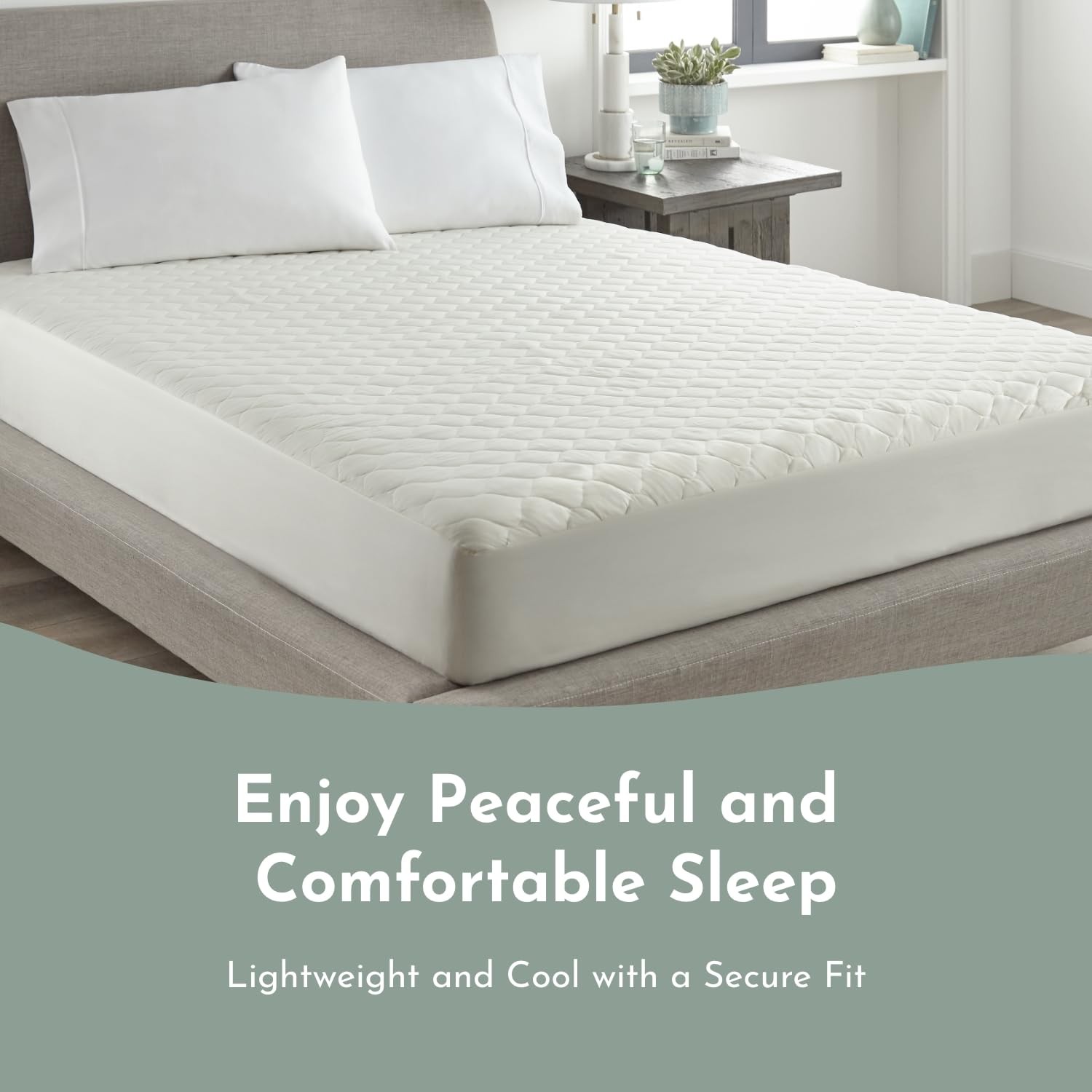 100% Cotton Organic Mattress Protector | Breathable & Noiseless King, Ivory
