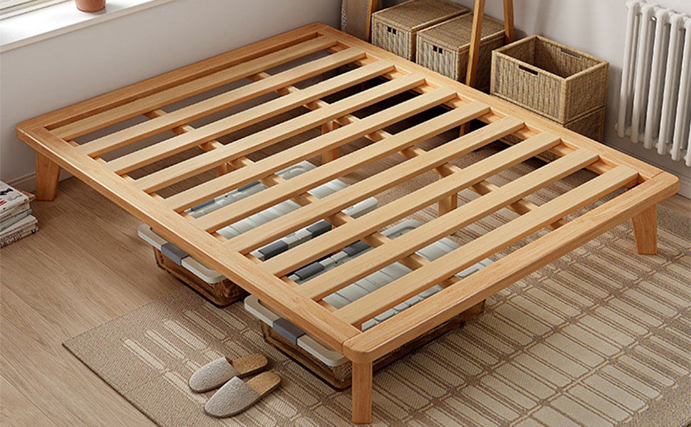 Full Platform Bed Base – 14 Inch Solid Wood Mattr Foundat with