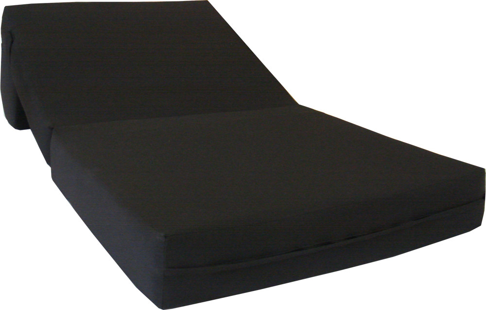 Black 6 x 36 x 70 Twin Sleeper Chair Folding Foam Bed, Foam Density 1.8 lbs