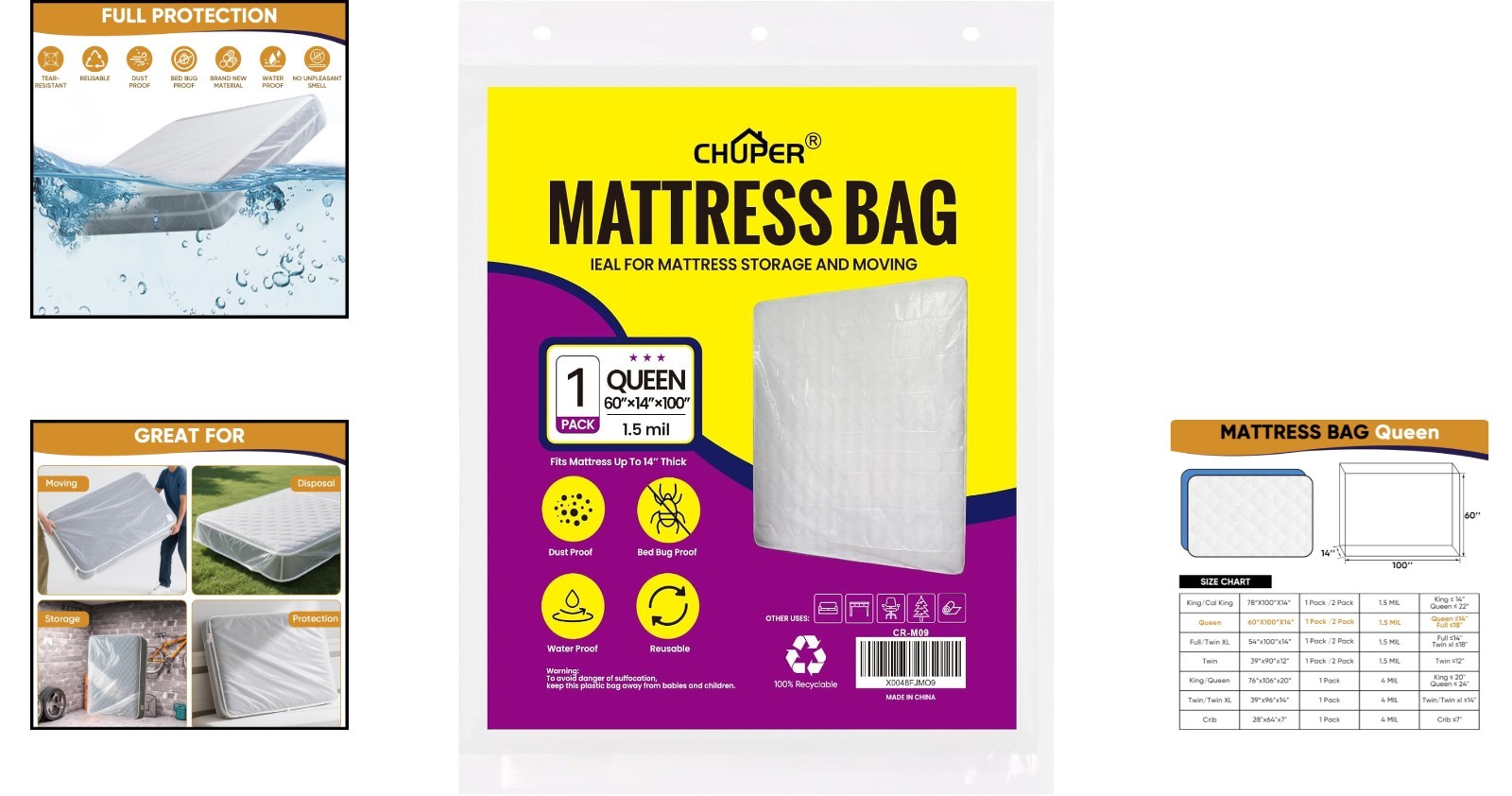 Waterproof Queen Mattress Bags – Ultimate Moving and Disposal Protection