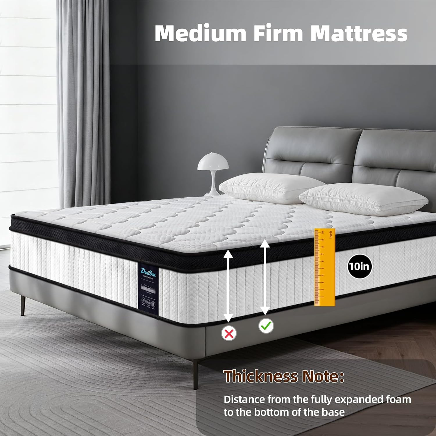 10 Inch Twin Hybrid Mattress with Memory Foam & Pocket Springs for Comfort