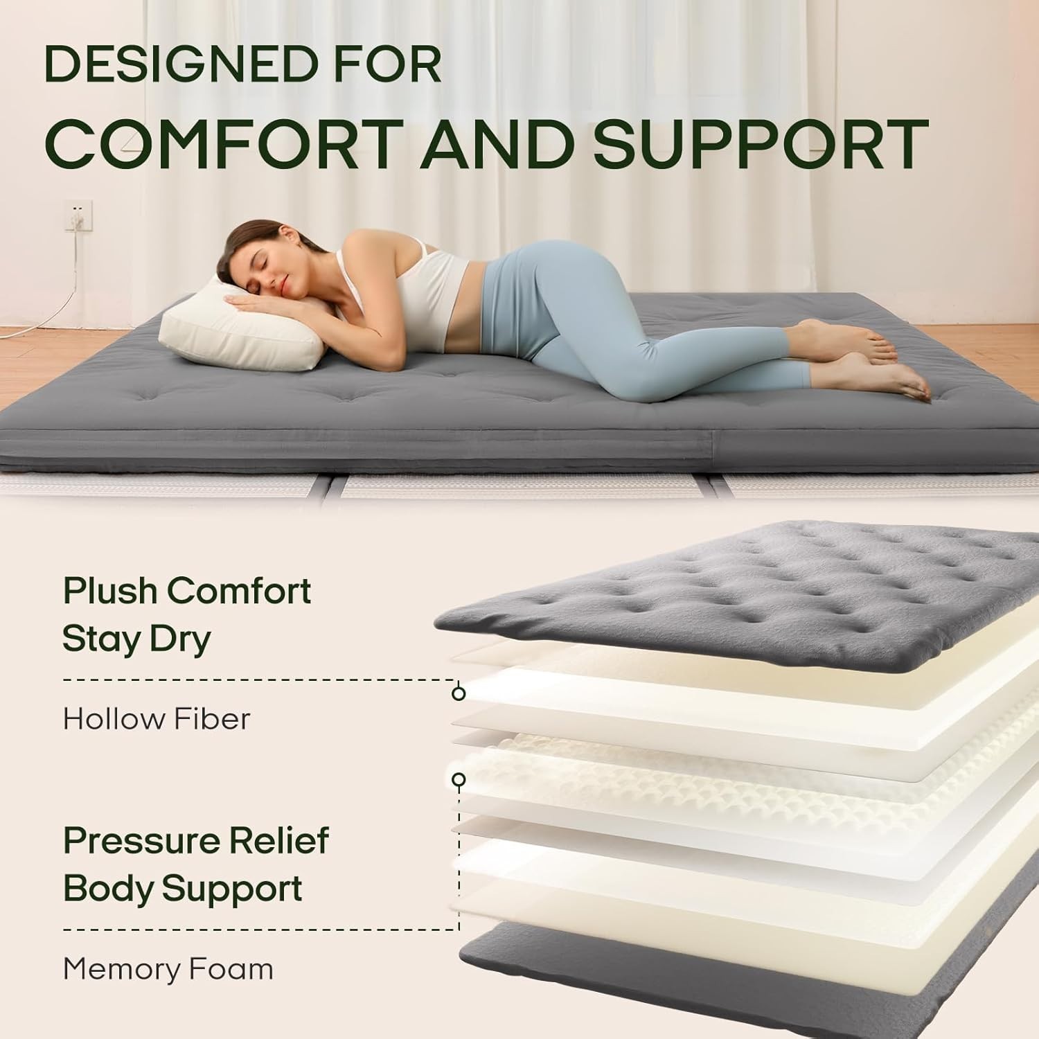 Multi-Functional 100% Cotton Queen Futon Mattress – 80″x60″ Foldable Design