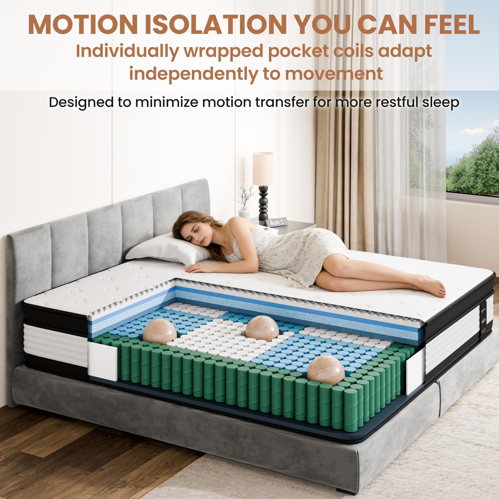 12 Inch Queen Mattress Hybrid Memory Foam with Individually Wrapped Pocket Sp…