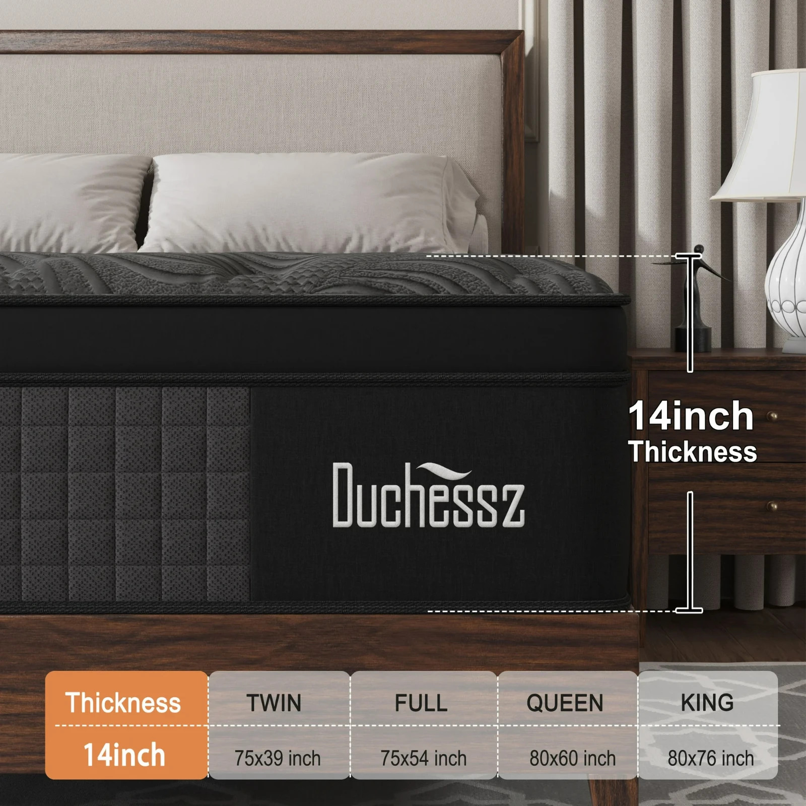14″ Colchones Full Gel Memory Foam Hibrido Cama Full Mattress Hybrid Medium Firm