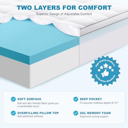 Size Dual Layer 4 Inch Memory Foam Queen 2″Memory Foam+2″Mattress Topper