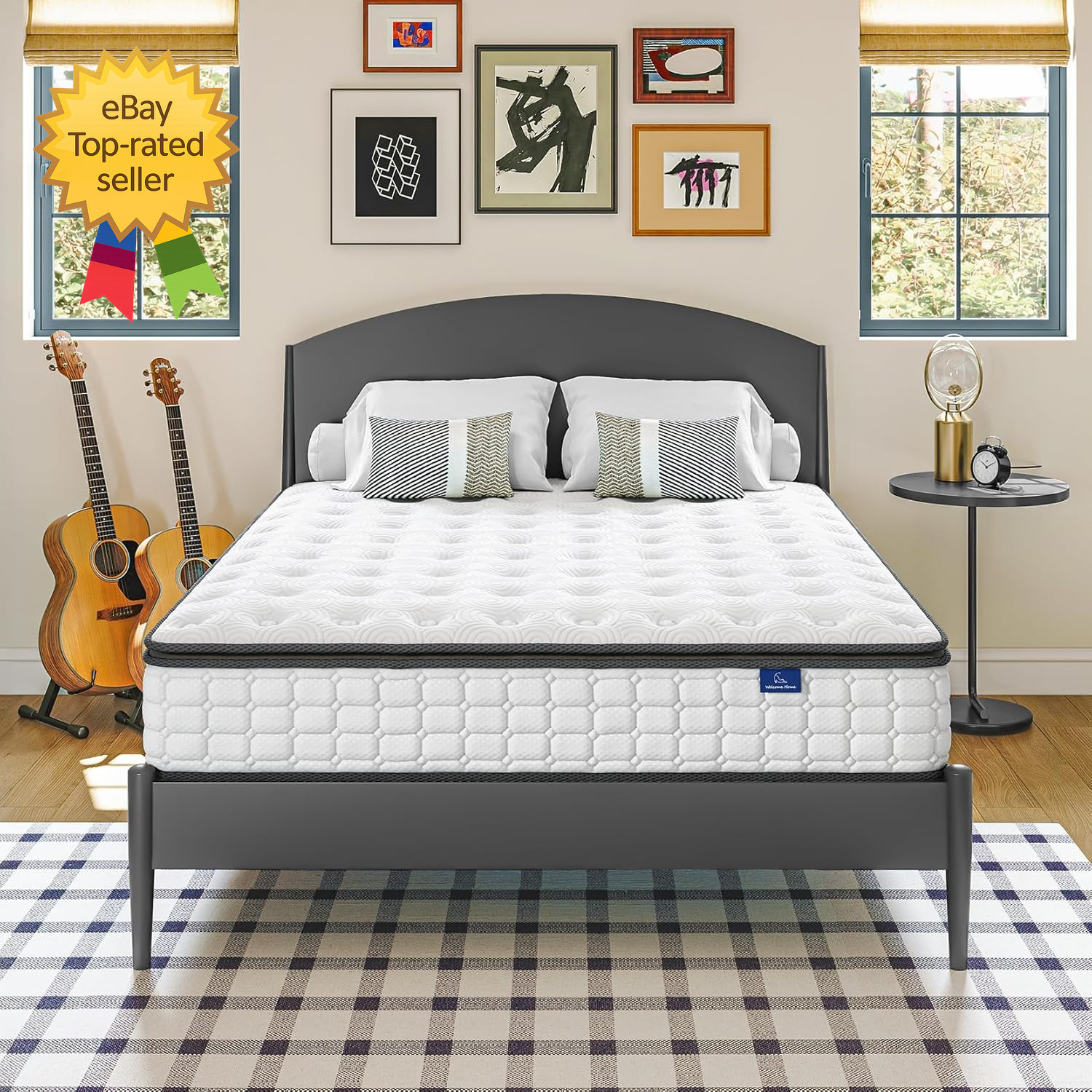 Twin Mattress 10 Inch Hybrid Twin Size Mattress in a Box Single Bed Pillow Top M