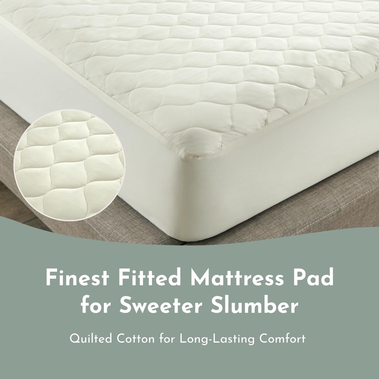 100% Cotton Organic Mattress Protector | Breathable & Noiseless King, Ivory