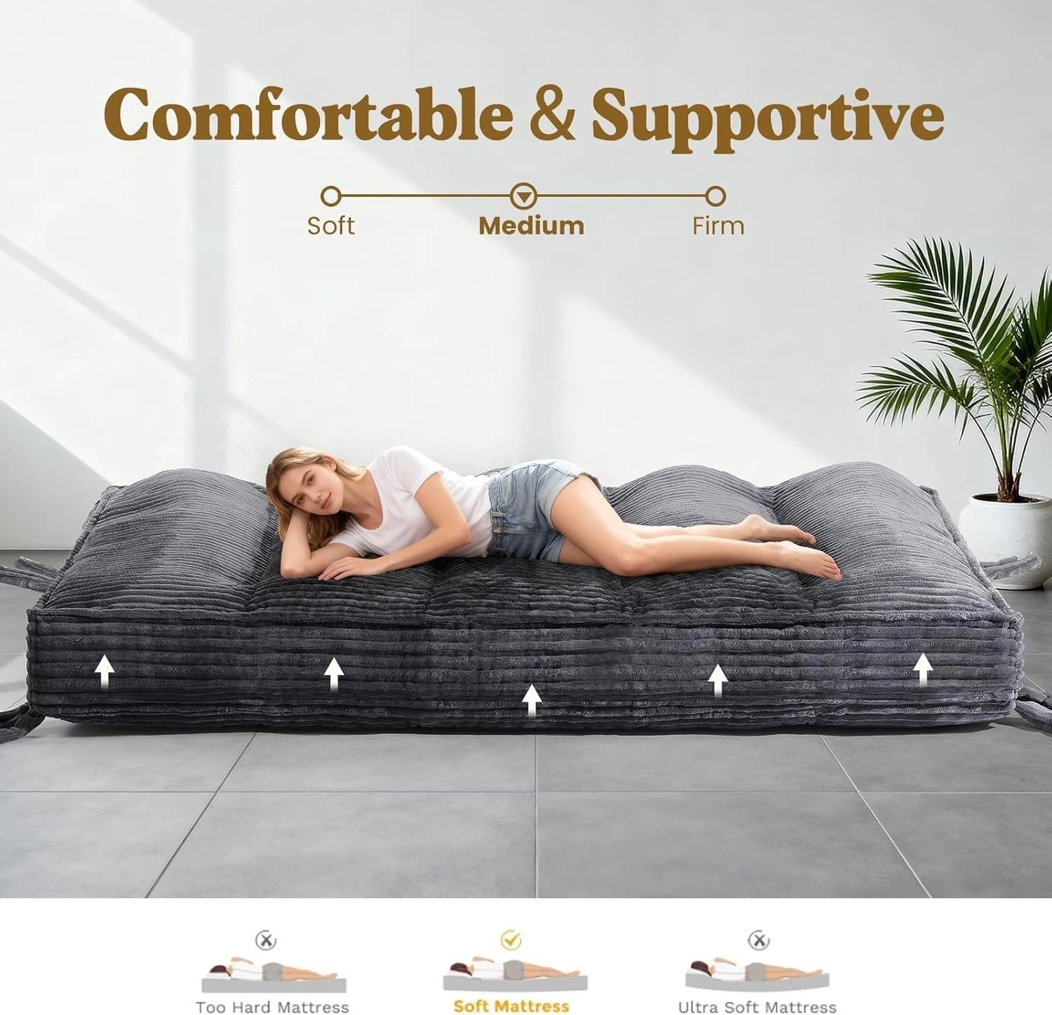 10″ Queen Futon Mattress – Soft & Supportive Folding Sofa Bed for Every Space