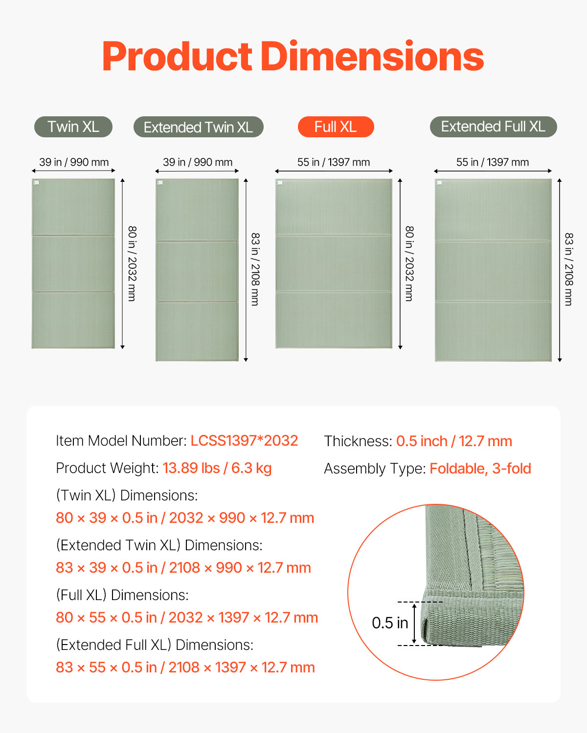 Japanese Tatami Mat Queen Foldable & Non-Slip Rush Grass Tatami Mattress