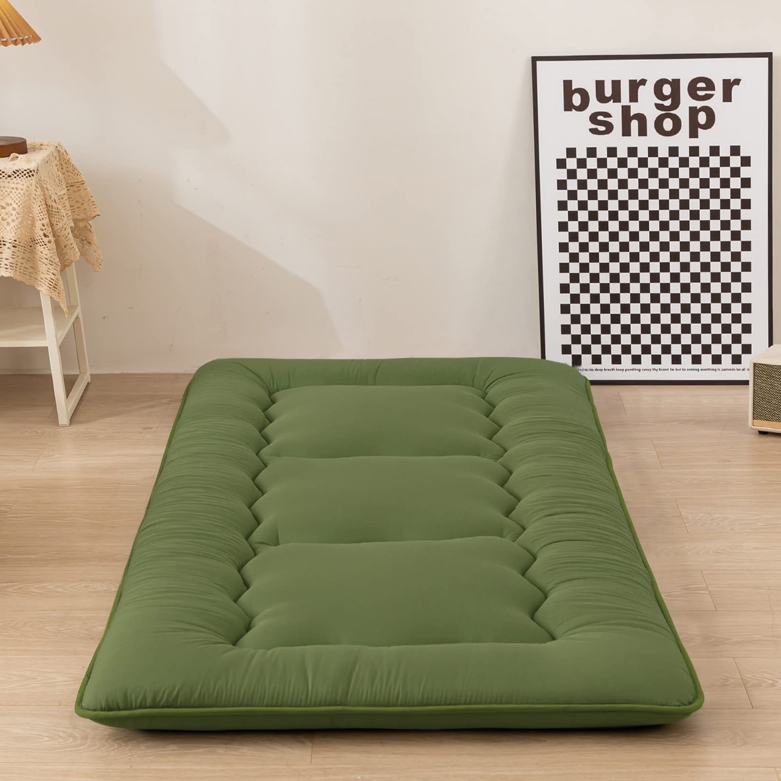 Cot Japanese Floor Futon Mattress, Single Size Tatami Mat Sleeping Pad Foldab…