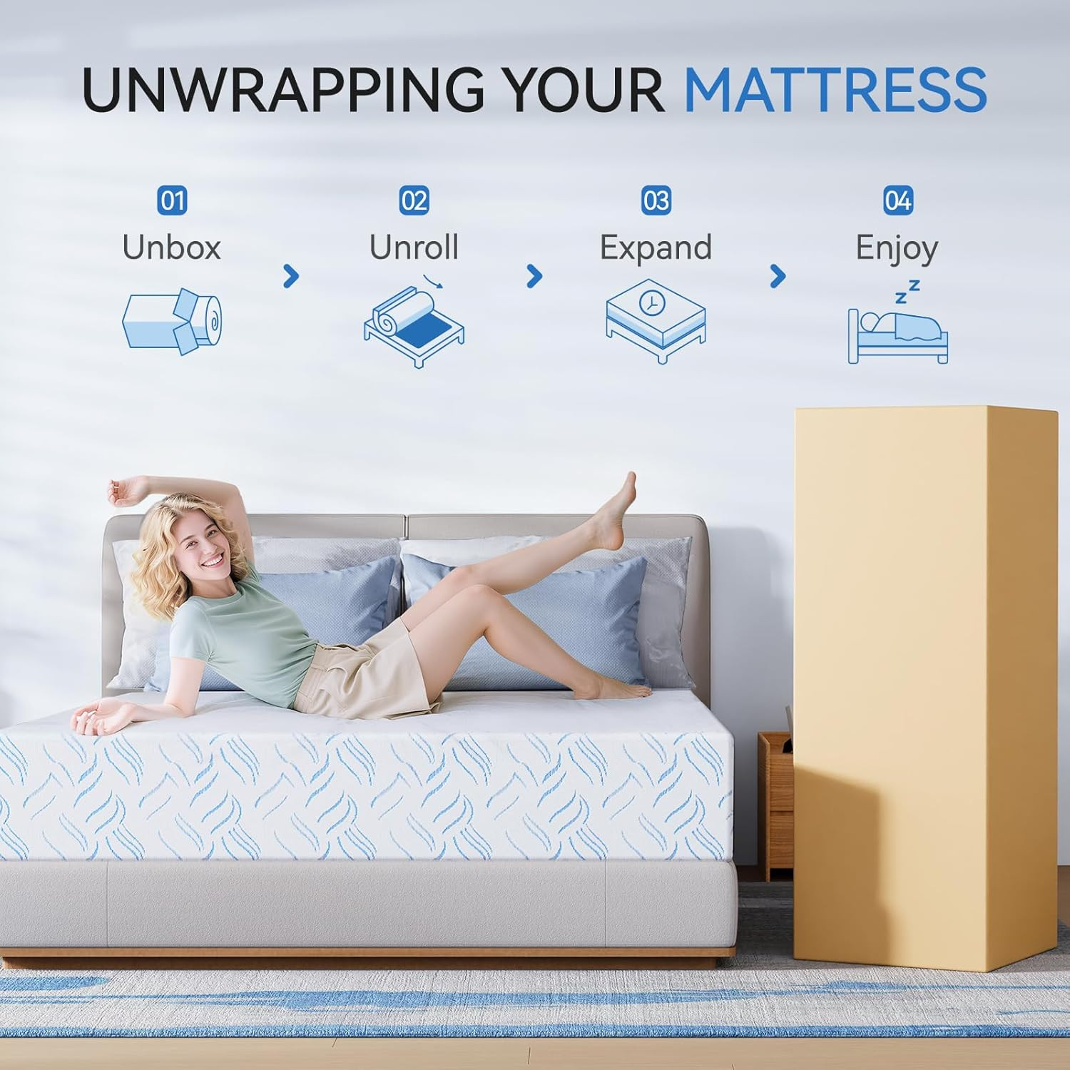 Full Size Memory Foam Mattress, 12 Inch Cooling Gel Bed in a Box, Foam Mattress