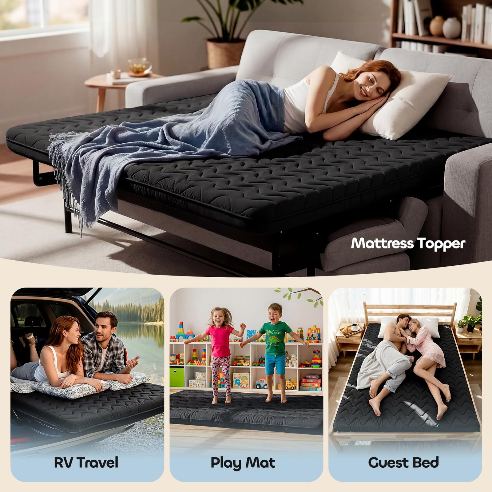 Japanese Floor Mattress Futon – 3.5″ Extra Firm Foldable Tatami Mat, 5-Layer …