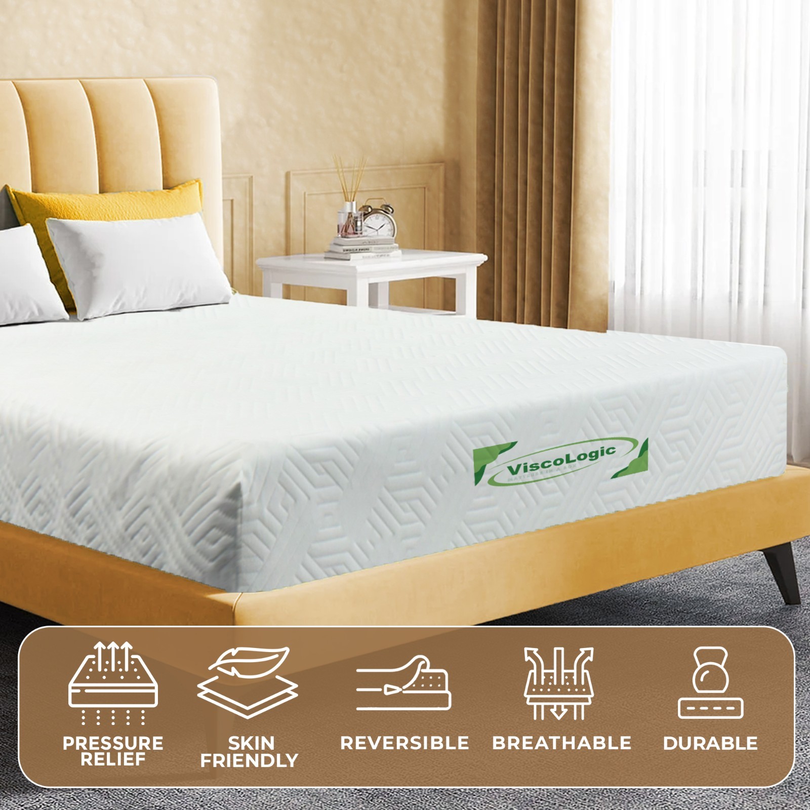 Economical Queen Size Medium Firm Foam Mattress Bed Made in Canada