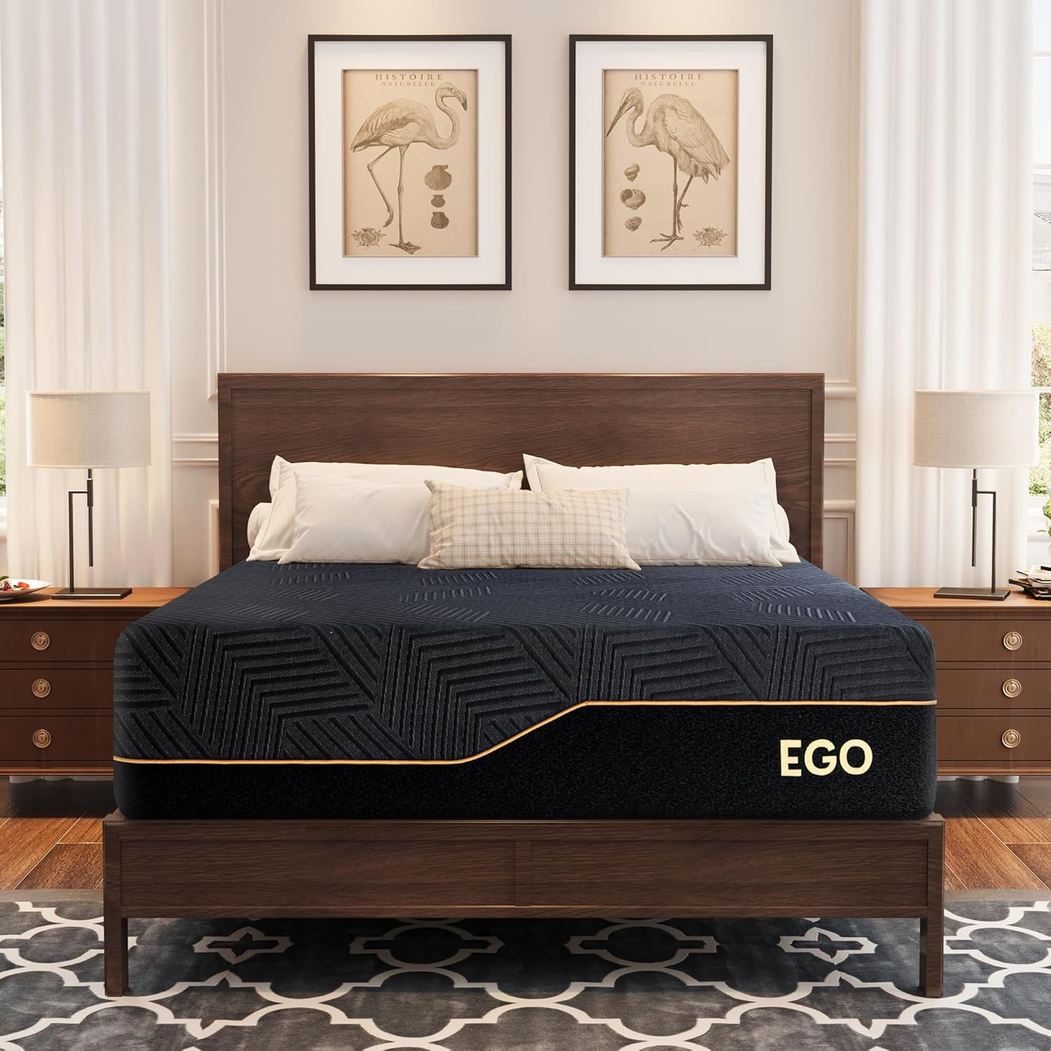 EGOHOME 12 Inch Queen Memory Foam Mattress for Back Pain, Cooling Copper Gel Bed