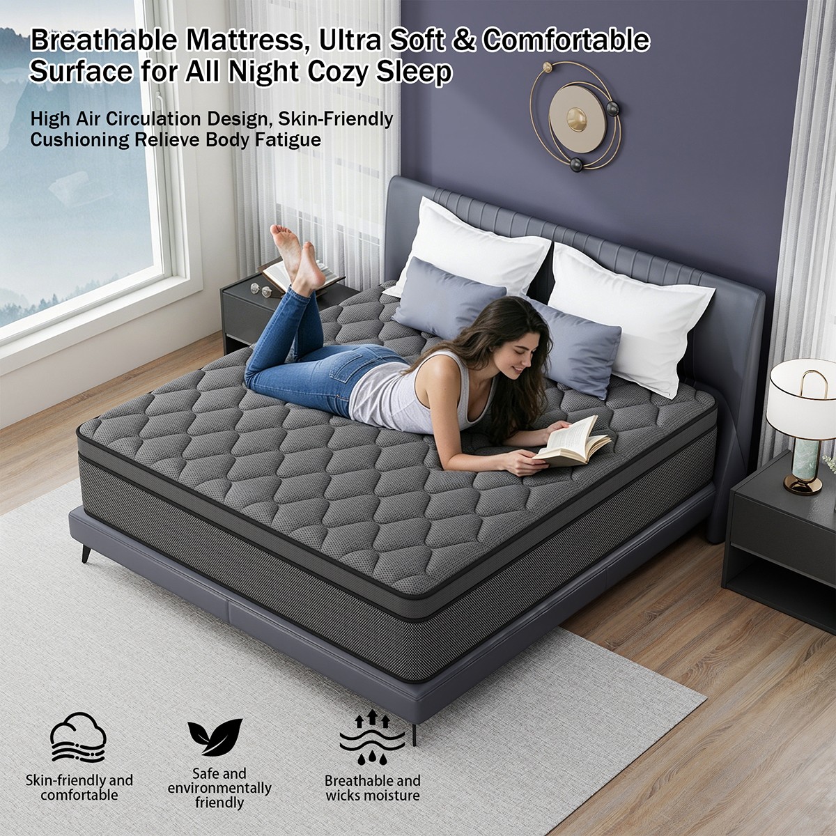 8″ 12″ 14″ Mattress Gel Memory Foam Pocket Spring Twin Full Queen King In A Box