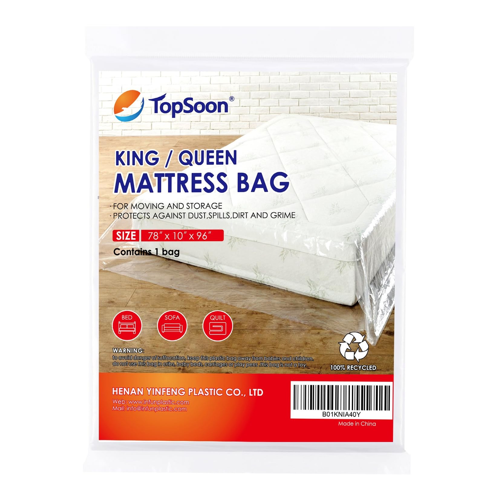 Mattress Bag for Storage Mattress Disposal Bag King/Queen Size Clear