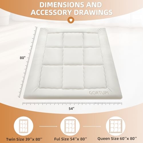 Japanese Floor Futon Foldable Futon Mattress for Floor Full Beige-a-no Cover