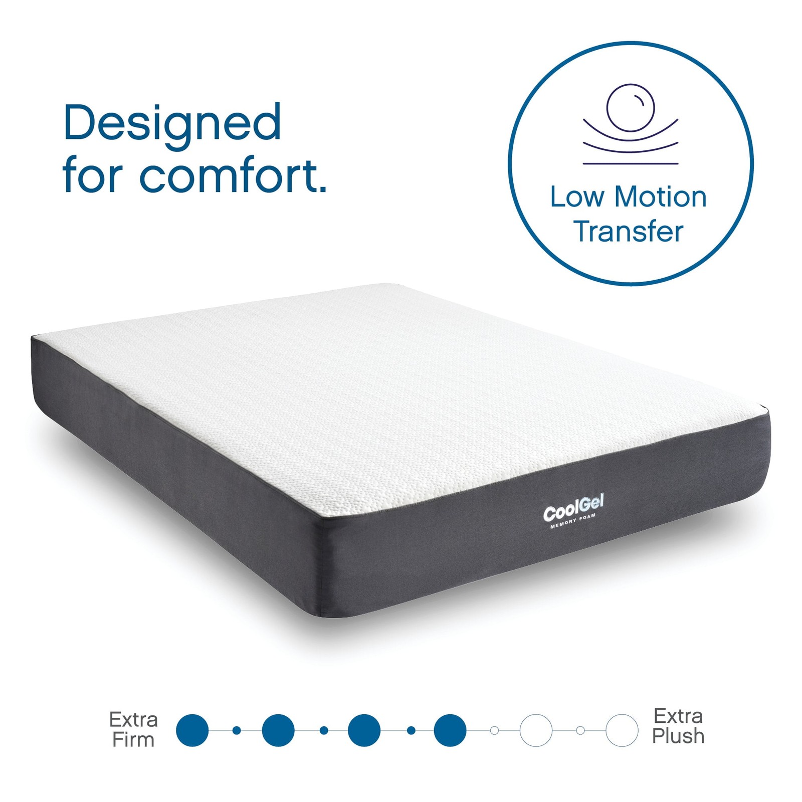 Cool Gel 10″ Twin-XL Medium Tight Top Gel Memory Foam Mattress, Grey