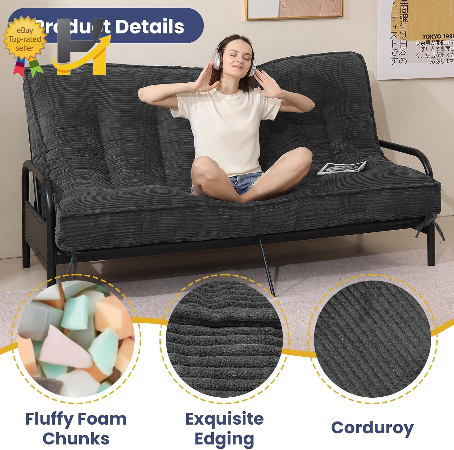 8″ Thick Futons Sofa Couch Bed Sleeper Sofa Bed Floor Mattress for Adults