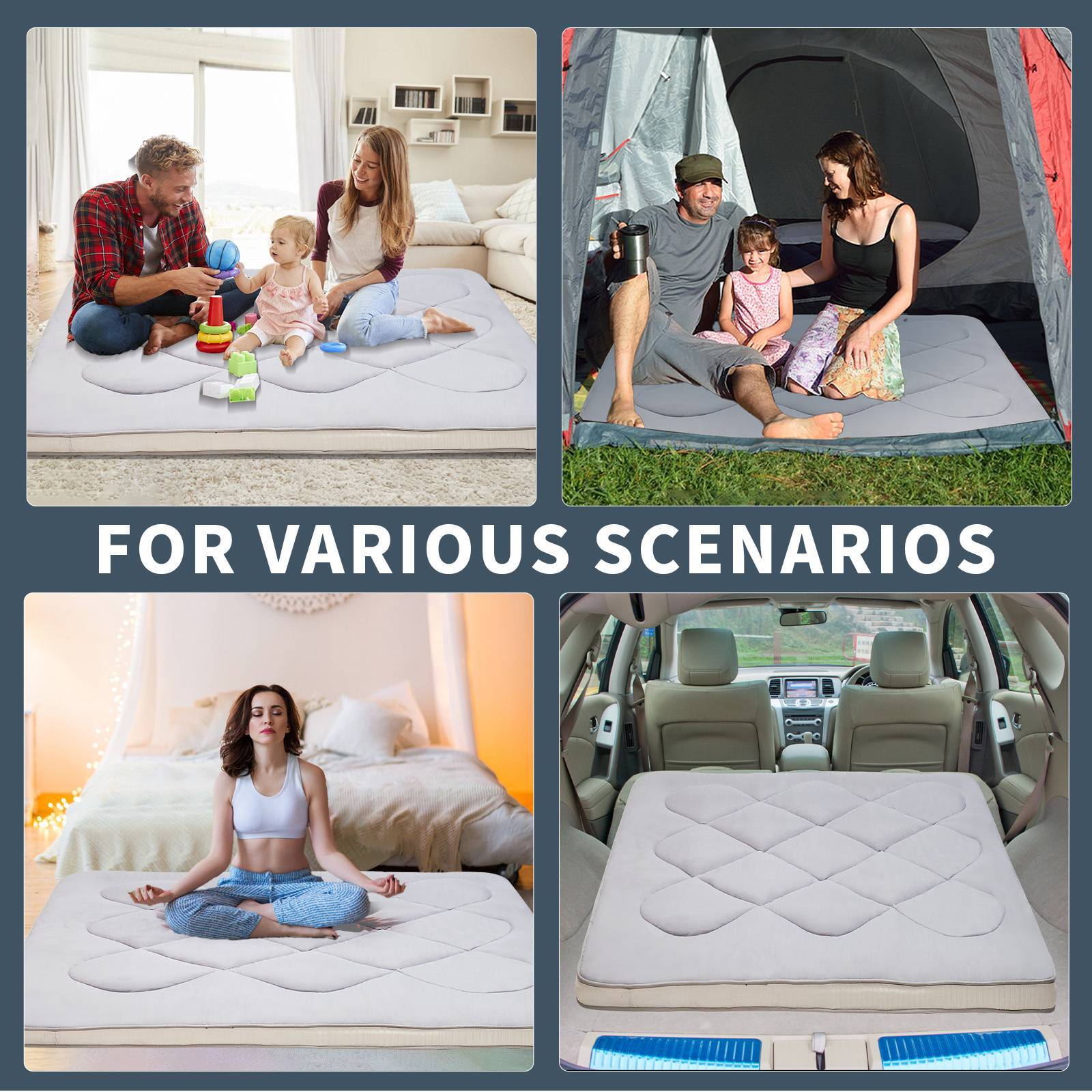 MOPHOTO Japanese Floor Mattress 3.5″ Thick Roll Up Sleeping Tatami Mat Futon Pad