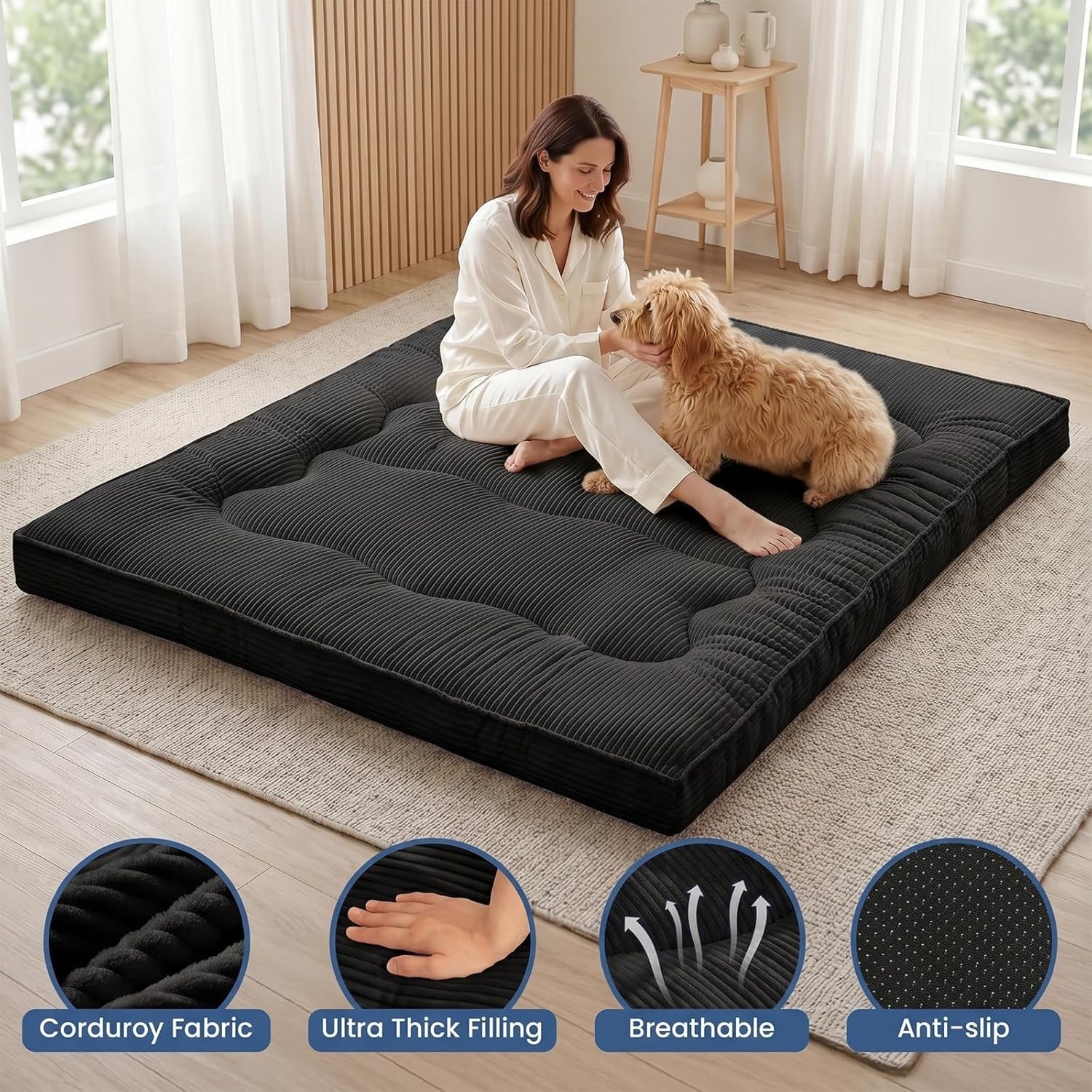 Extra Thick Futon Mattress – Japanese Floor Mattress for Adults, Portable Fol…