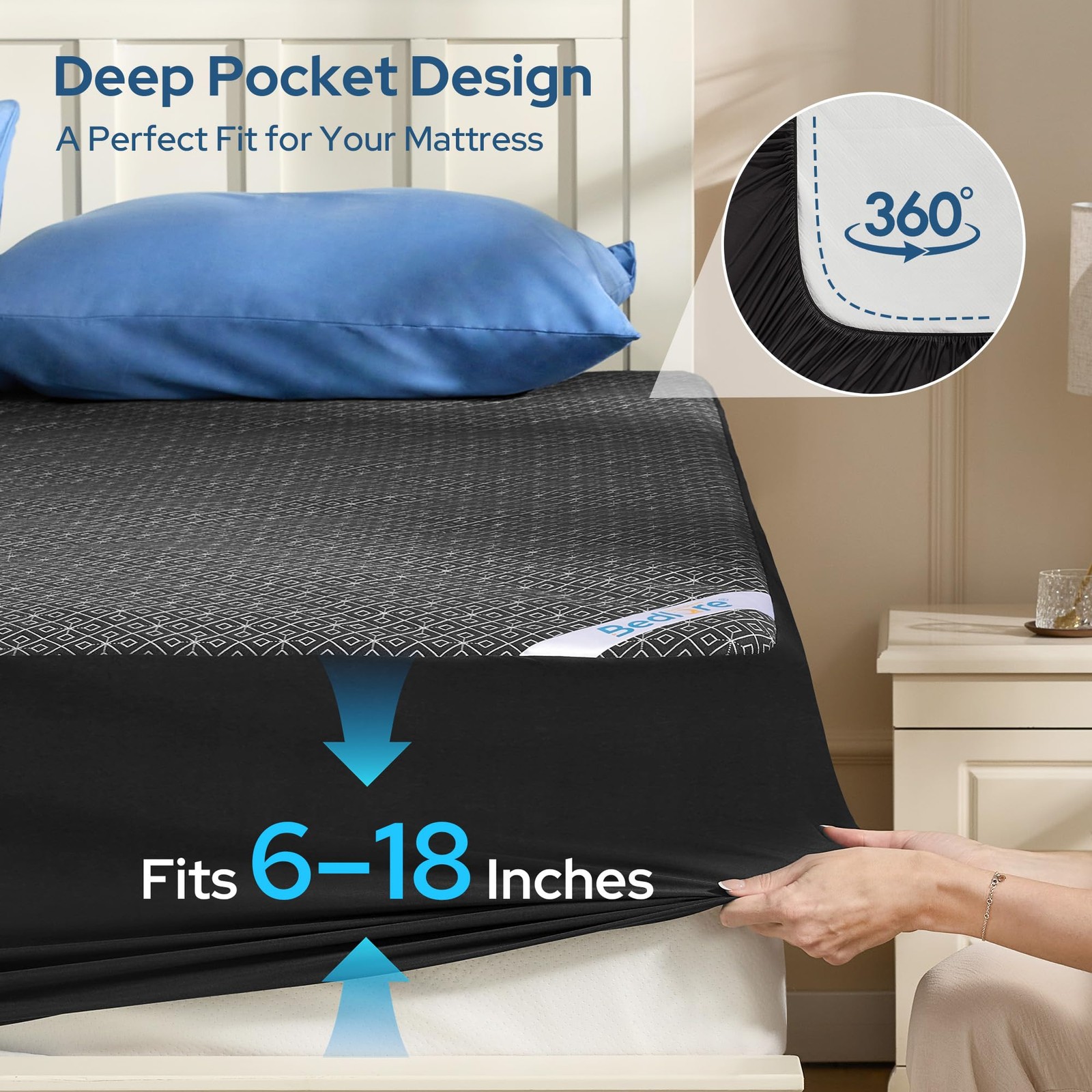 BEDLORE California King Mattress Protector, King, Dark Grey