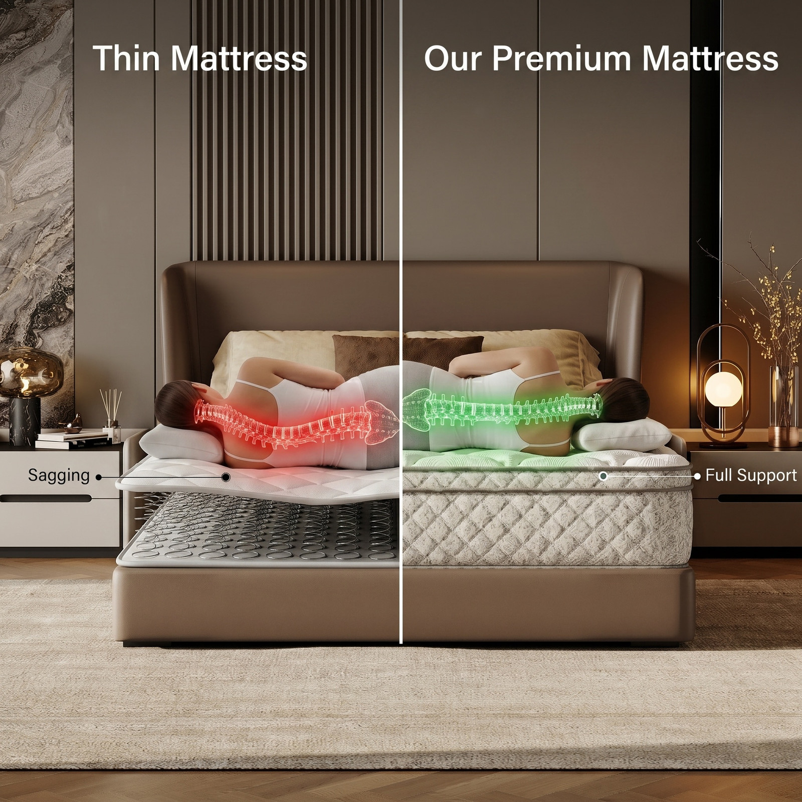 12″ Full Hybrid Mattress Memory Foam Medium Firm CertiPUR-US Pressure Relief